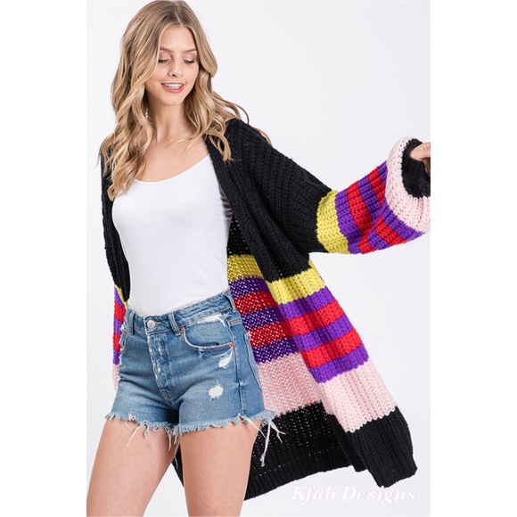 ❤️LAST 1! Striped Bubble Sleeve Sweater Cardigan! - Picture 8 of 10